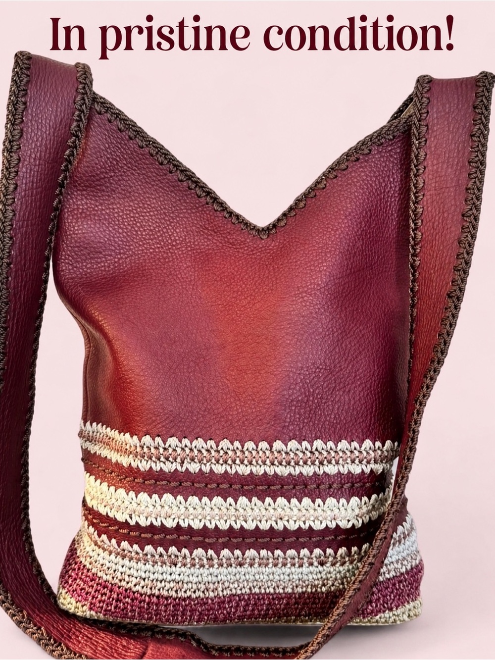 The Sak Seminyak Hobo 120 in Deep Burgundy Leather w/Artisan Stitching